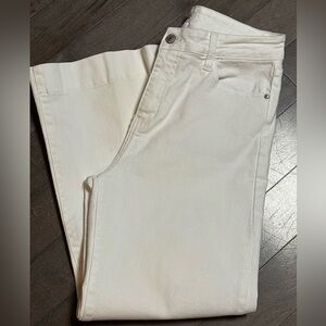 Oraije Paris White Stretch Denim Jeans Women’s 12 FR 42 Cropped Straight LN